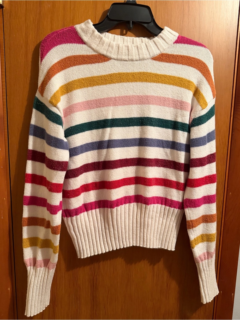 GAP Cream Crewneck Sweater with Multicolor Stripes